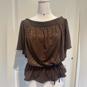 White House Black Market Metallic Off-The-Shoulder Top